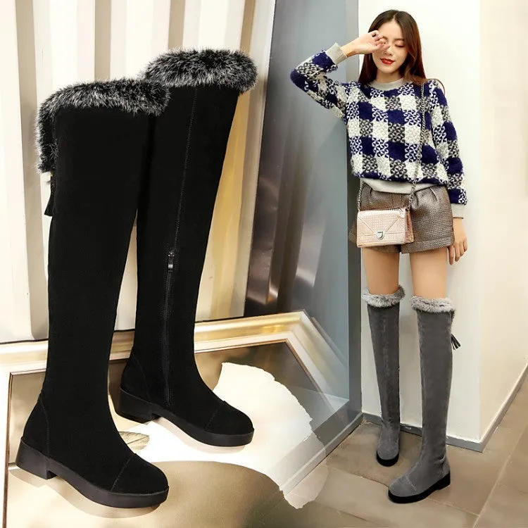 Rabbit Fur Tassel Over the Knee Boots for Women 3741