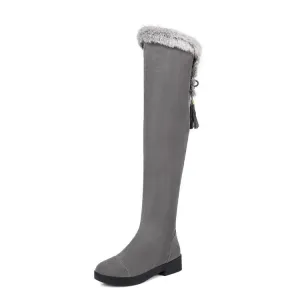 Rabbit Fur Tassel Over the Knee Boots for Women 3741