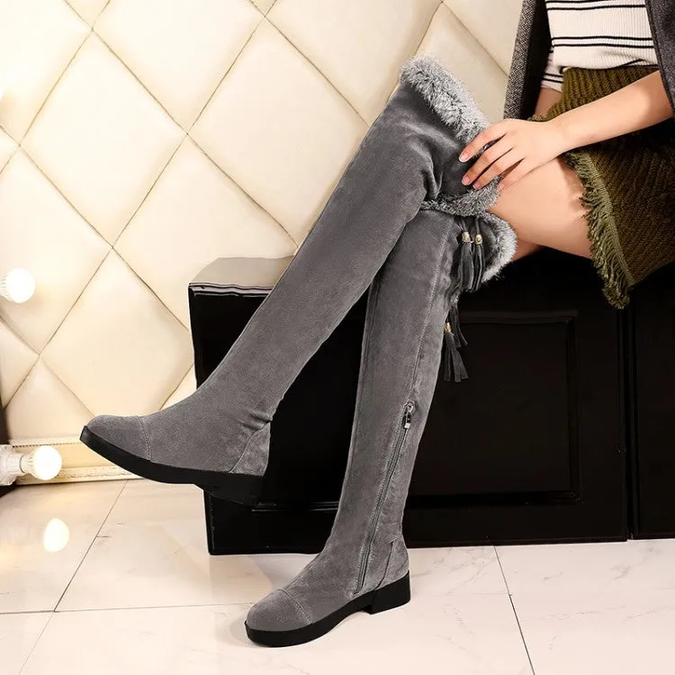 Rabbit Fur Tassel Over the Knee Boots for Women 3741