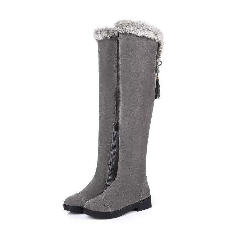 Rabbit Fur Tassel Over the Knee Boots for Women 3741
