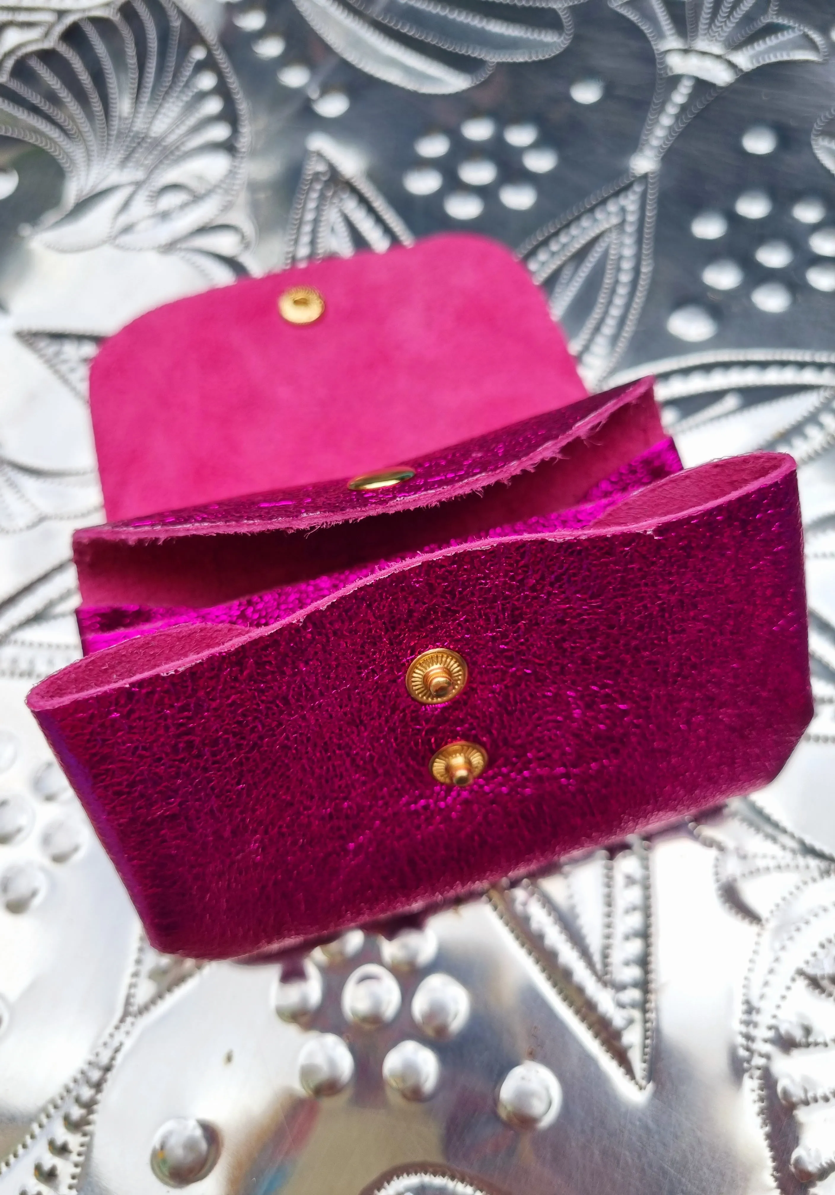 Rainbow metallic leather popper purses