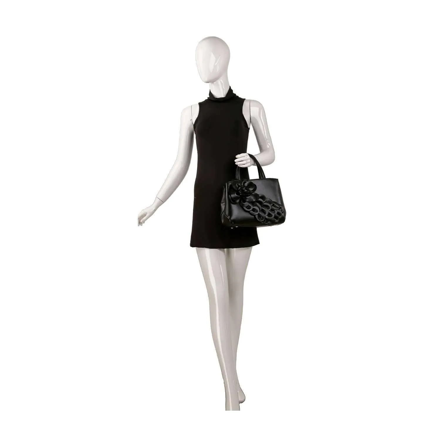 Raised Floral Hand Tote: Khaki