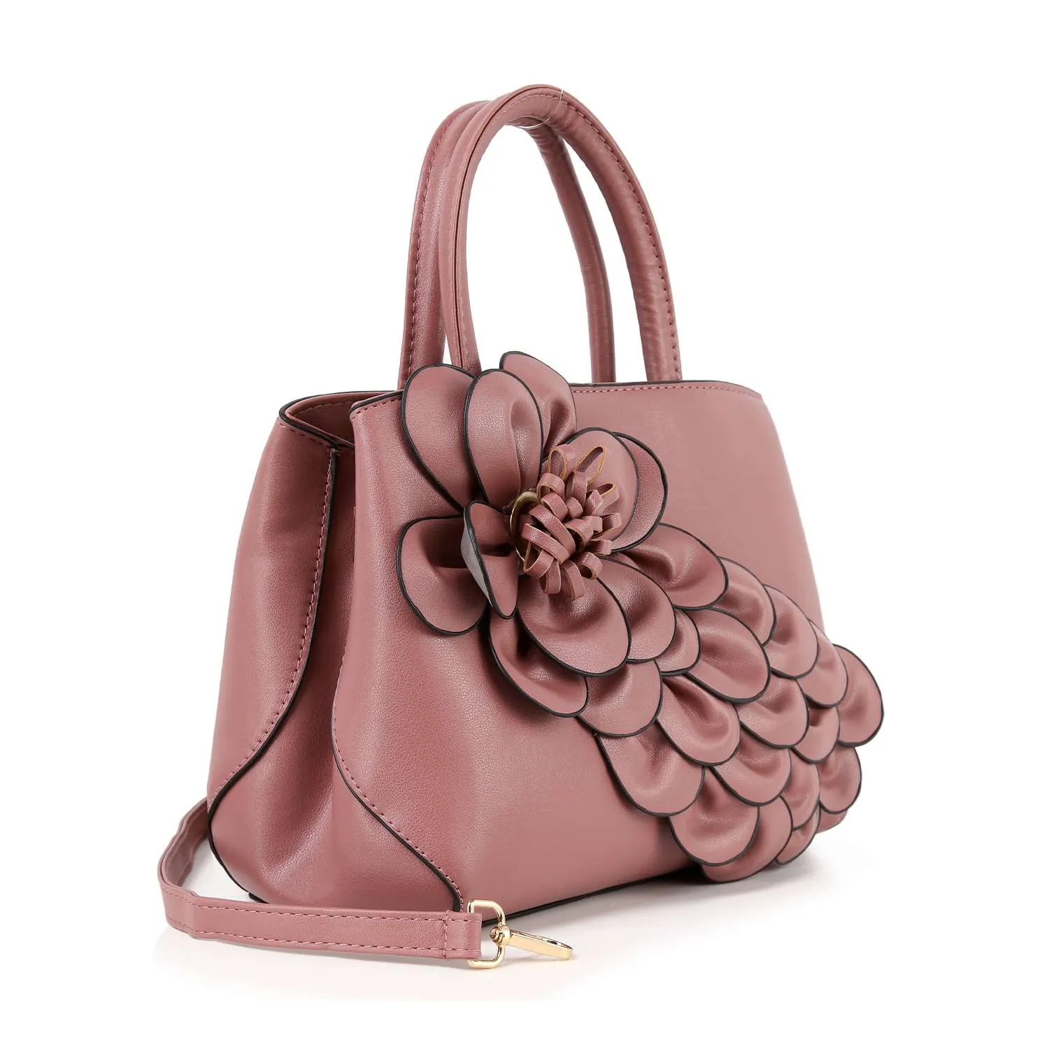 Raised Floral Hand Tote: Khaki