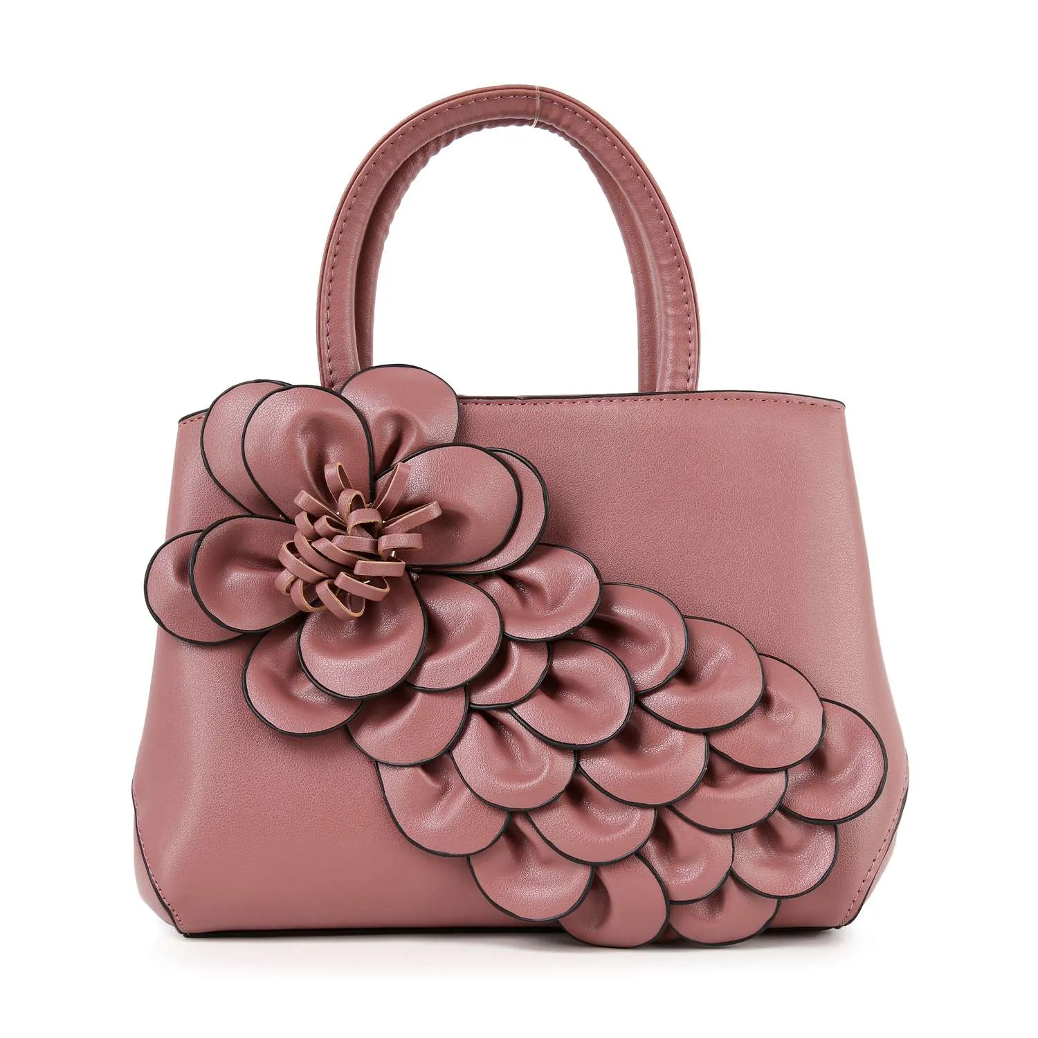 Raised Floral Hand Tote: Khaki
