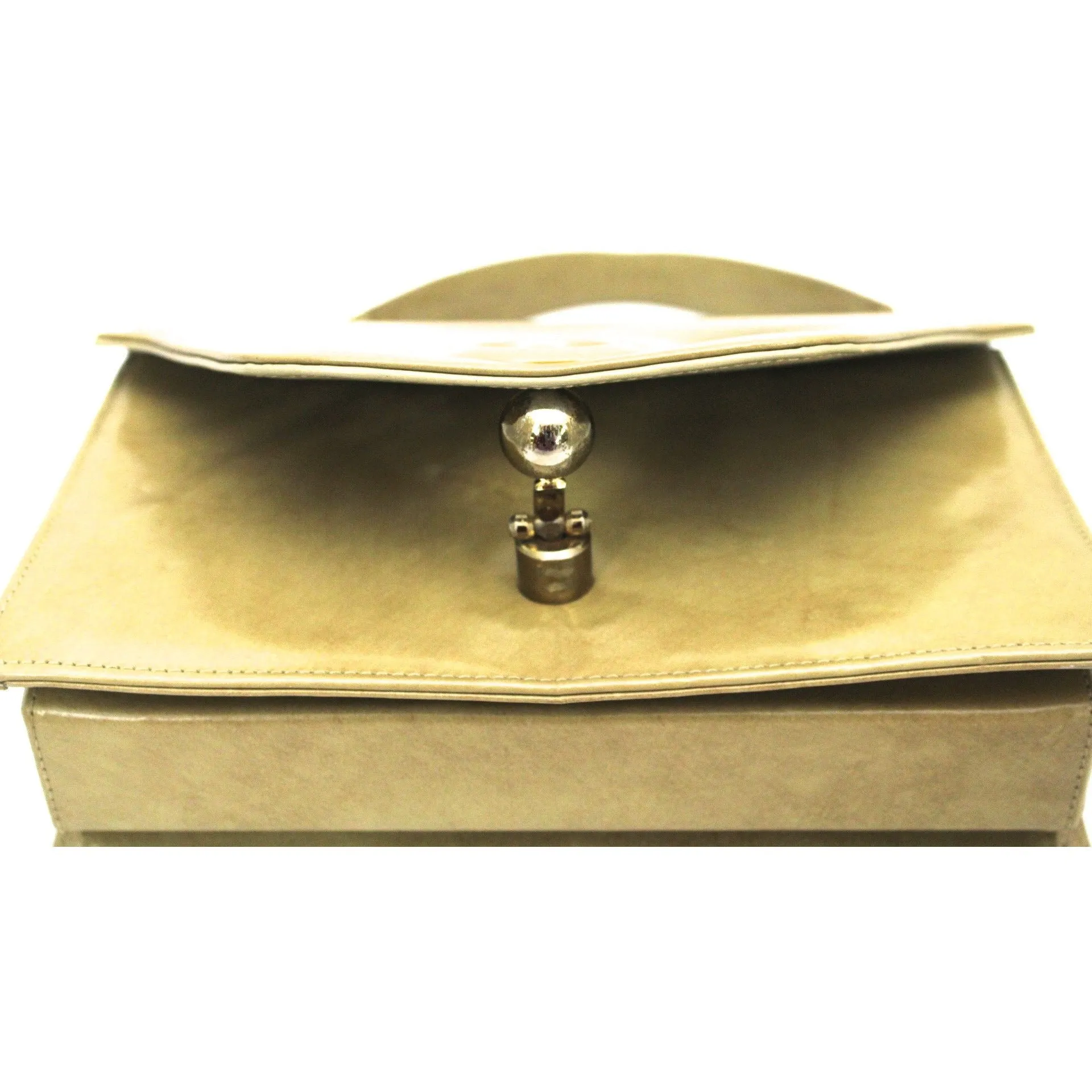 Rare Vintage 1960s Rosina Ferragamo Schiavone Handbag Cool Knob Clasp Camel Tones  Leather