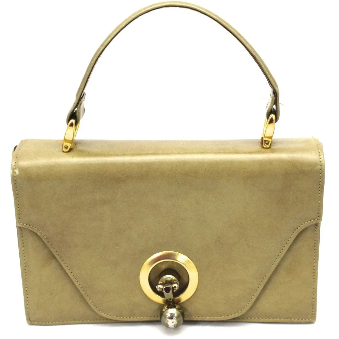 Rare Vintage 1960s Rosina Ferragamo Schiavone Handbag Cool Knob Clasp Camel Tones  Leather