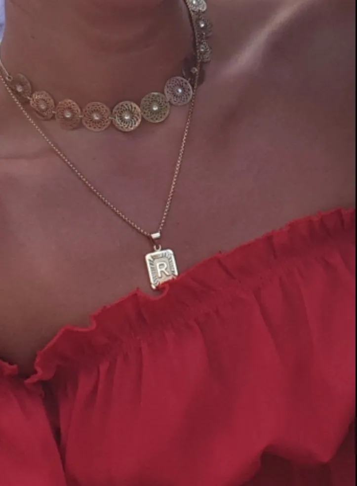 Rectangle Initial Pendant Necklace