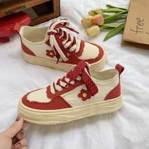 Red Flower Canvas Shoes Platform Shoes UB6327
