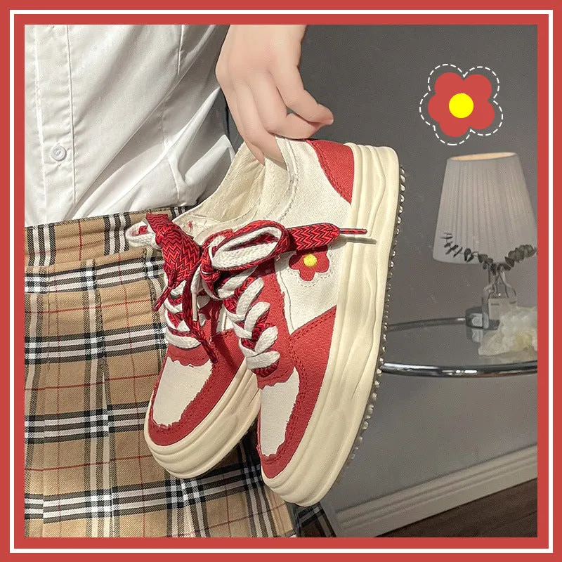Red Flower Canvas Shoes Platform Shoes UB6327