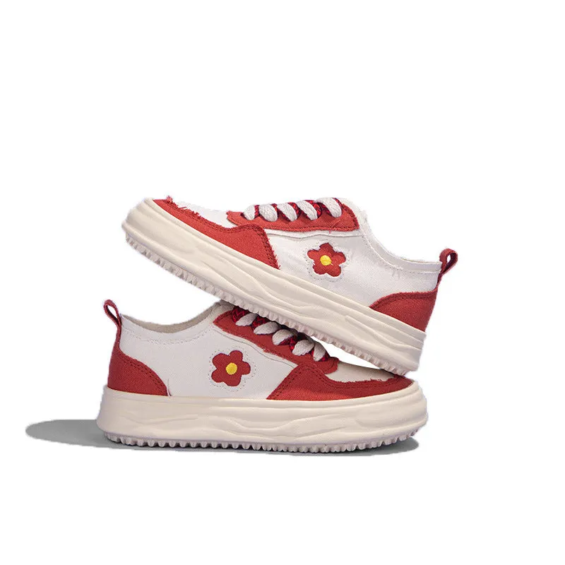 Red Flower Canvas Shoes Platform Shoes UB6327