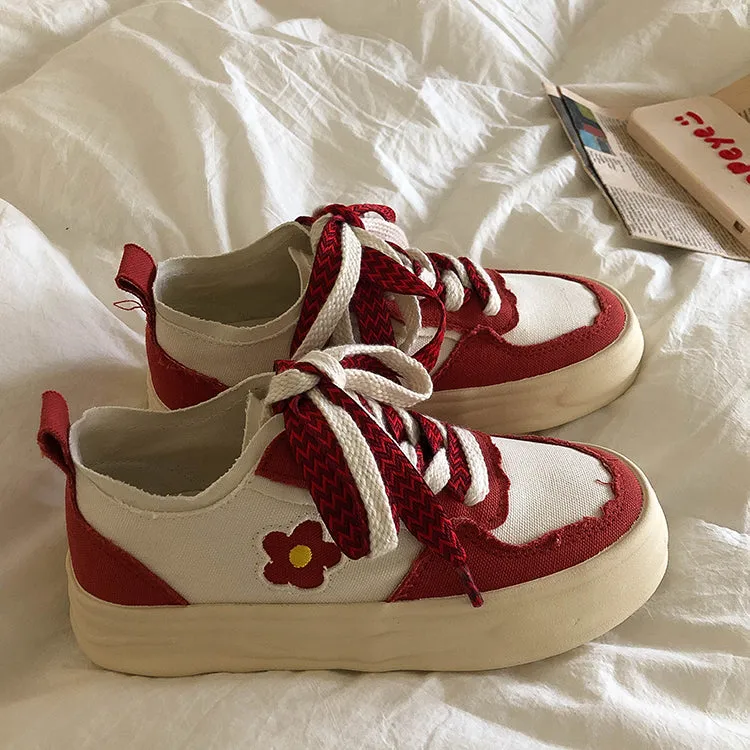 Red Flower Canvas Shoes Platform Shoes UB6327