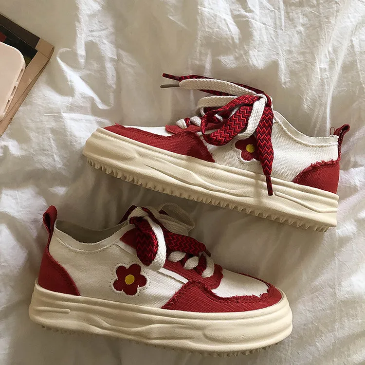 Red Flower Canvas Shoes Platform Shoes UB6327
