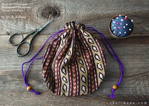 Repurposed Kenyan cotton Temari Kinchaku (drawstring) Purse, tkvu0010, Japanese Handmade