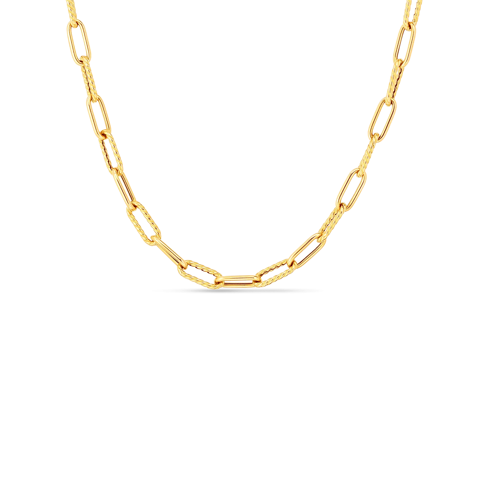 Roberto Coin 18k Alternating Polished and Fluted Fine Paperclip Chain