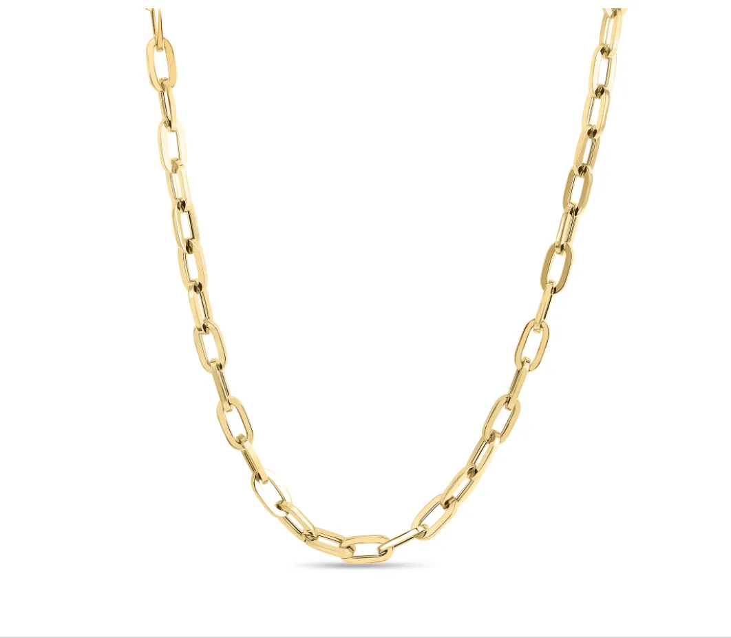 Roberto Coin 18k Classic Gauge Paperclip Oro Collar