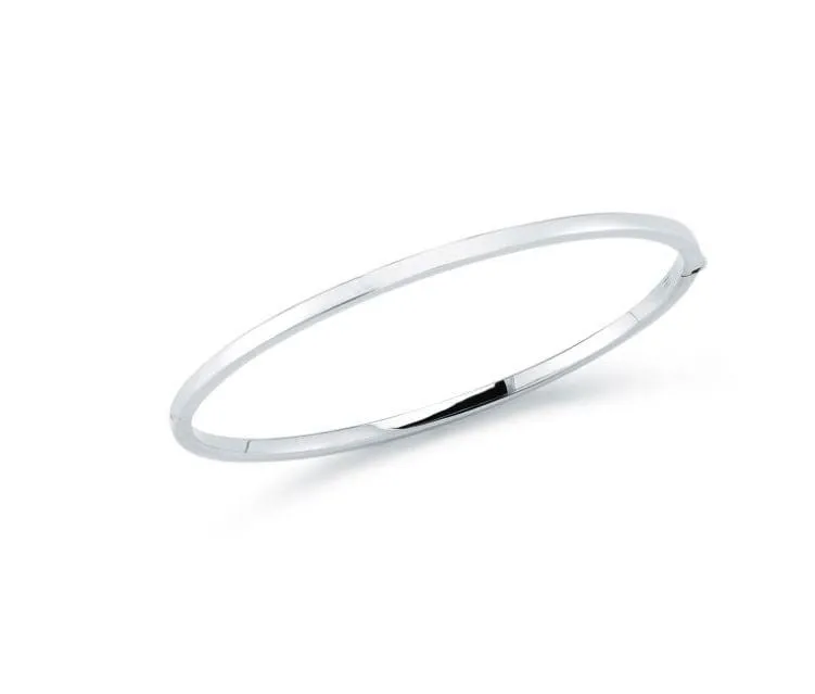 Roberto Coin 18K White Gold Smooth Oval Hinged Bangle