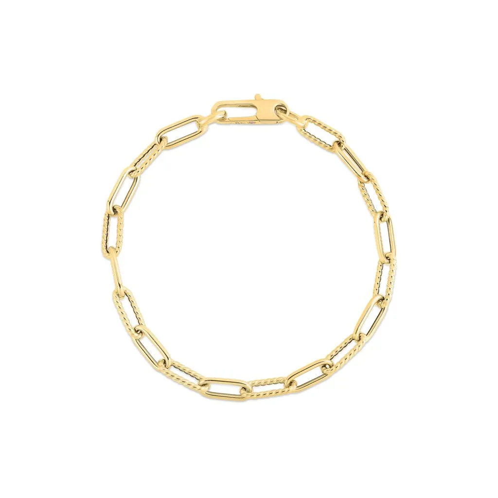 Roberto Coin 18k Yellow Gold Alternating Paperclip Link Bracelet