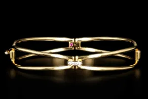 Roberto Coin 18K Yellow Gold Classic Parisienne Diamond Bangle