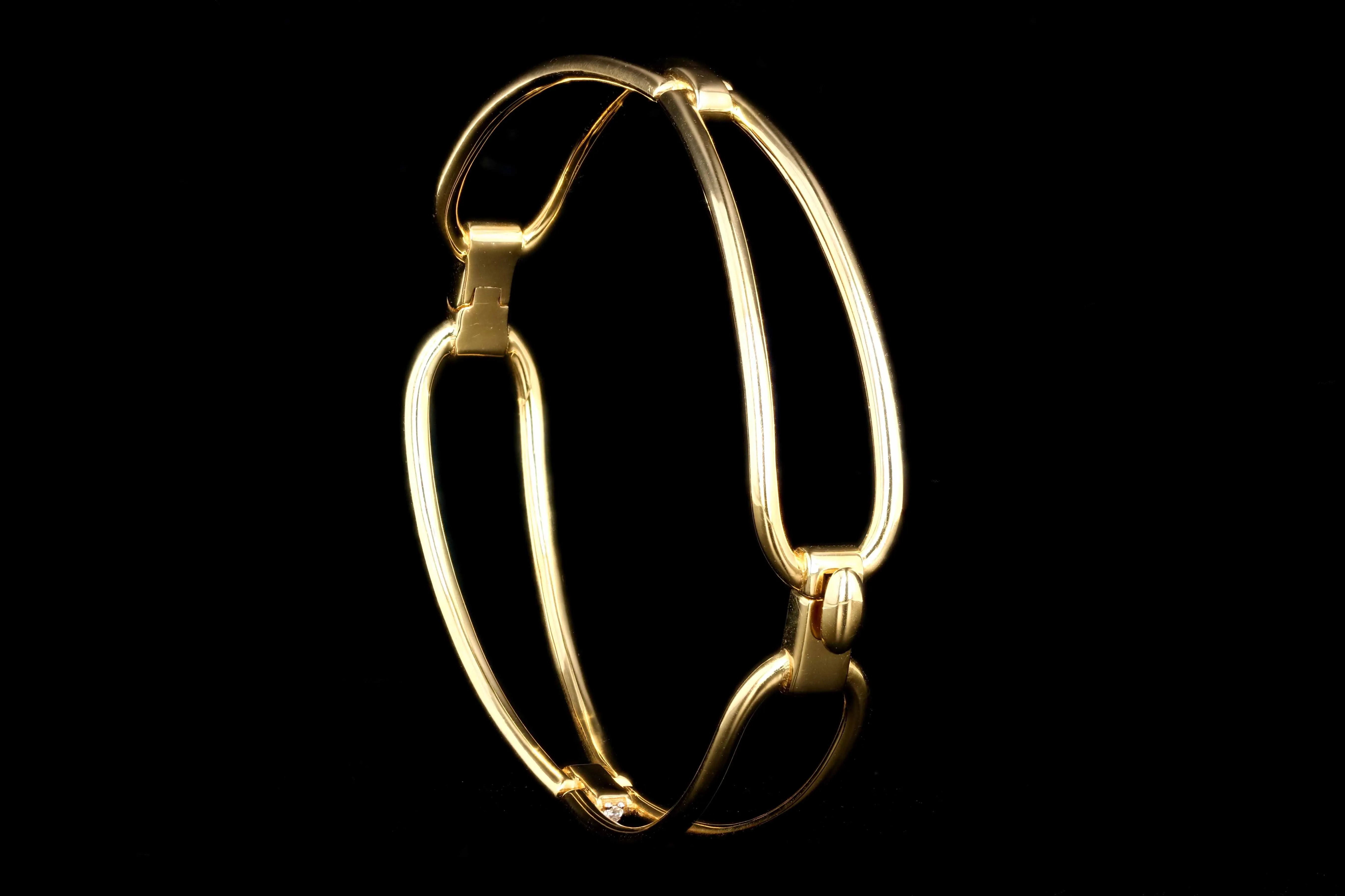 Roberto Coin 18K Yellow Gold Classic Parisienne Diamond Bangle