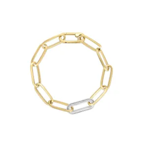 Roberto Coin 18k Yellow/White Gold Diamond and Paperclip Link Bracelet