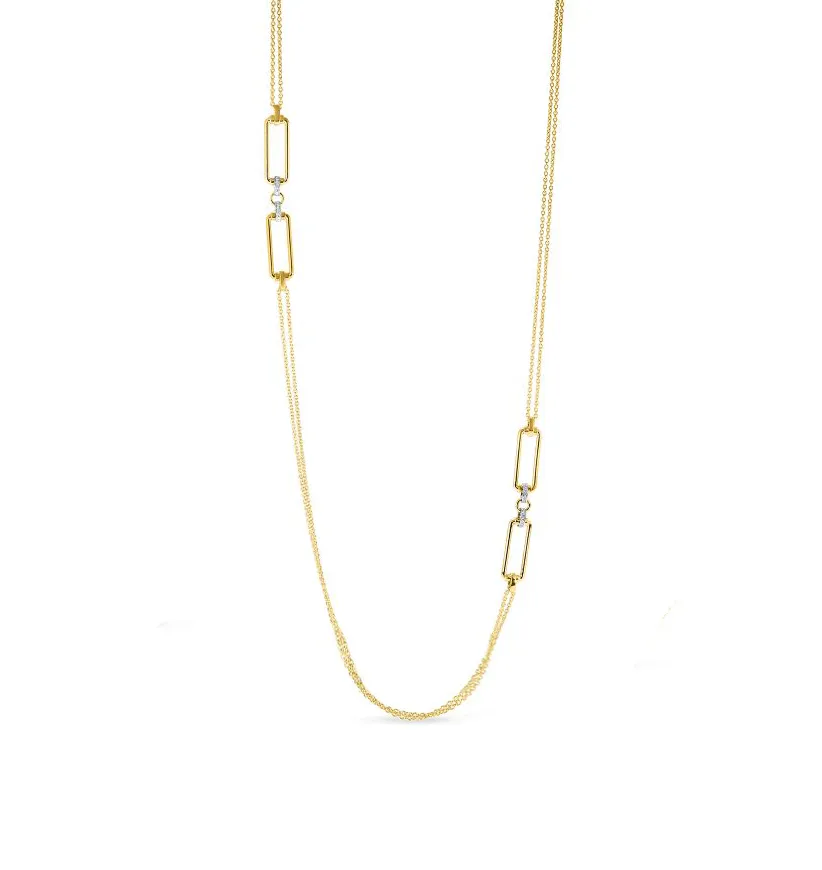 Roberto Coin Classica Parisienne 18K Yellow Gold Diamond Station Necklace
