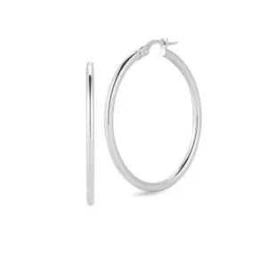 Roberto Coin Designer Gold 18K White Gold Medium Hoop Earrings