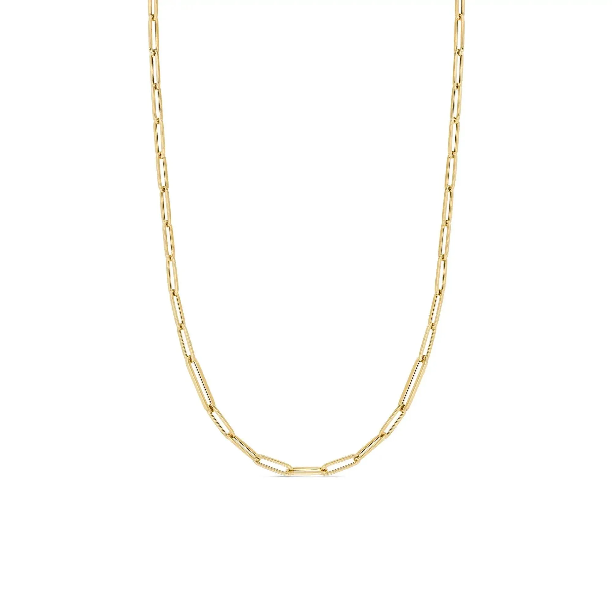 Roberto Coin Designer Gold 18k Yellow Gold 17" Alternating Link Paperclip Necklace