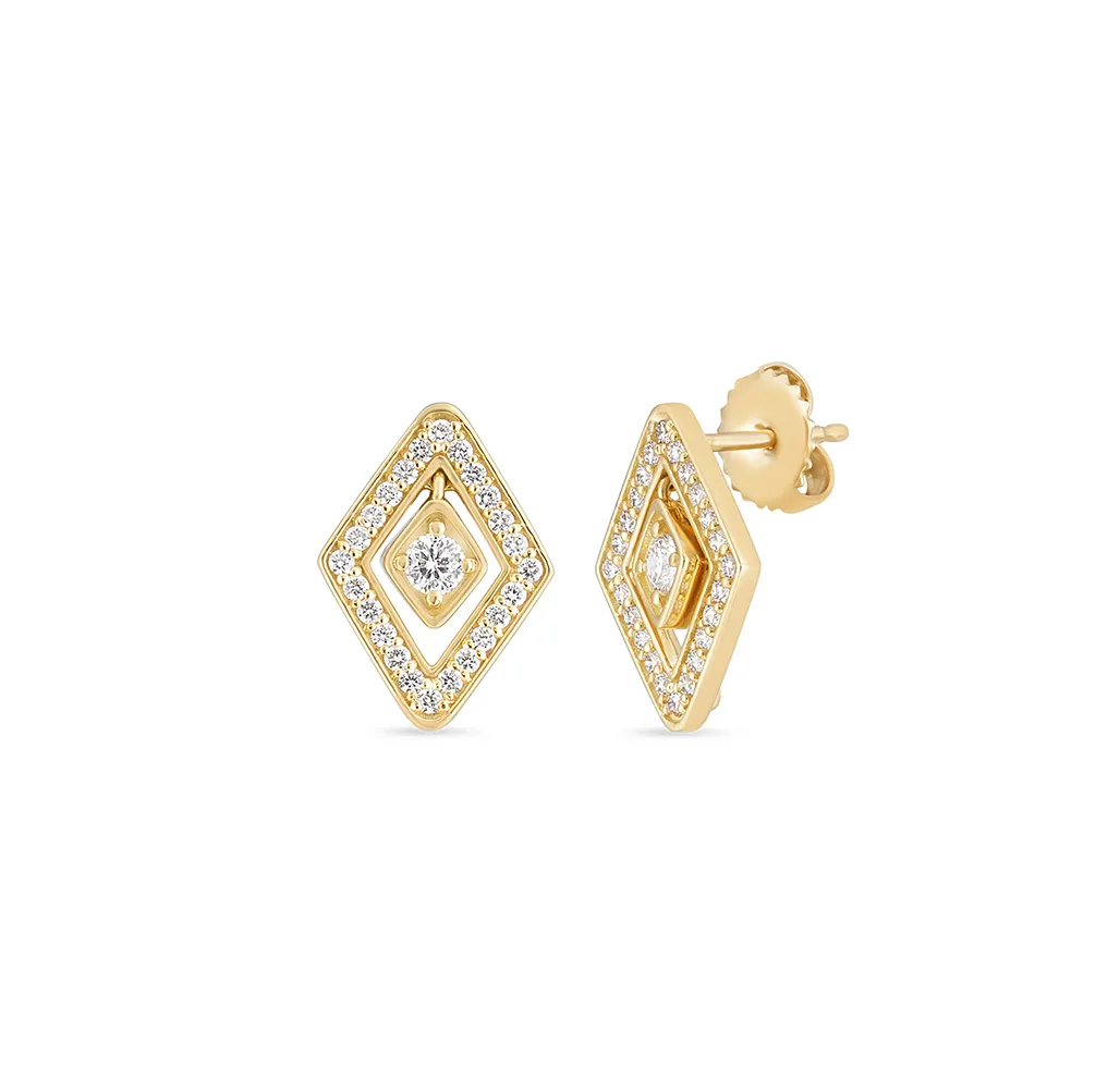 Roberto Coin Diamante Yellow Gold Diamond Stud Earrings