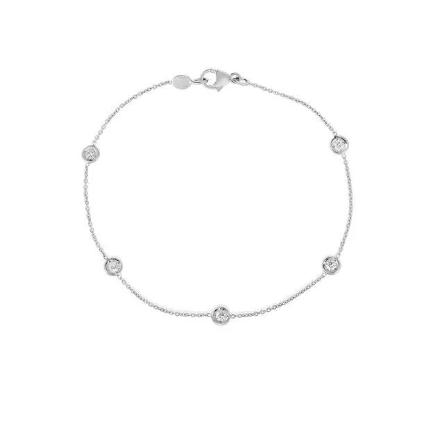 Roberto Coin Diamonds by the Inch 18K White Gold Five Station Bracelet
