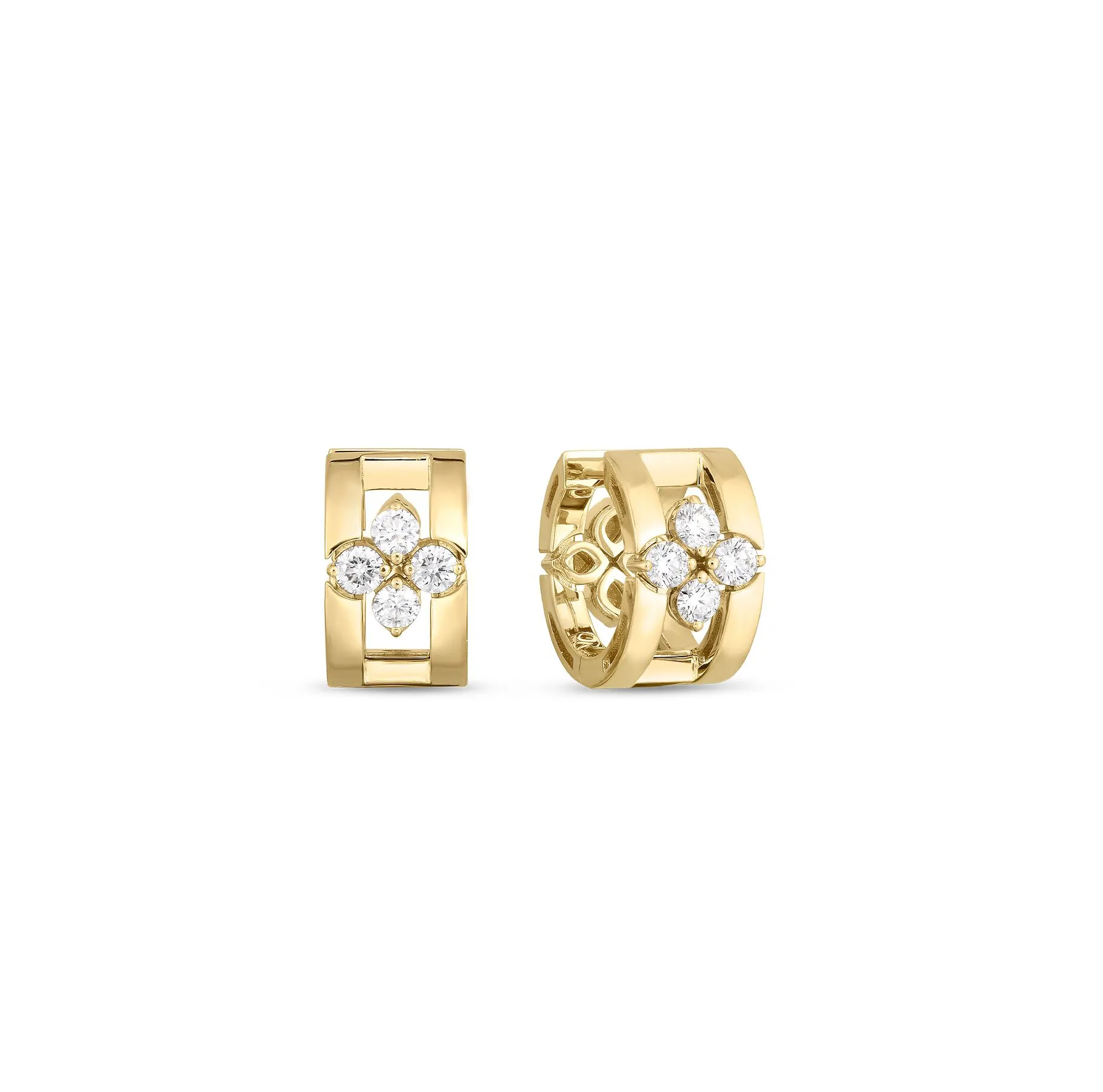 Roberto Coin Love in Verona Yellow Gold Diamond Huggie Earrings