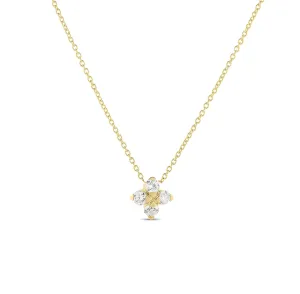 Roberto Coin Love in Verona Yellow Gold Small Diamond Flower Necklace