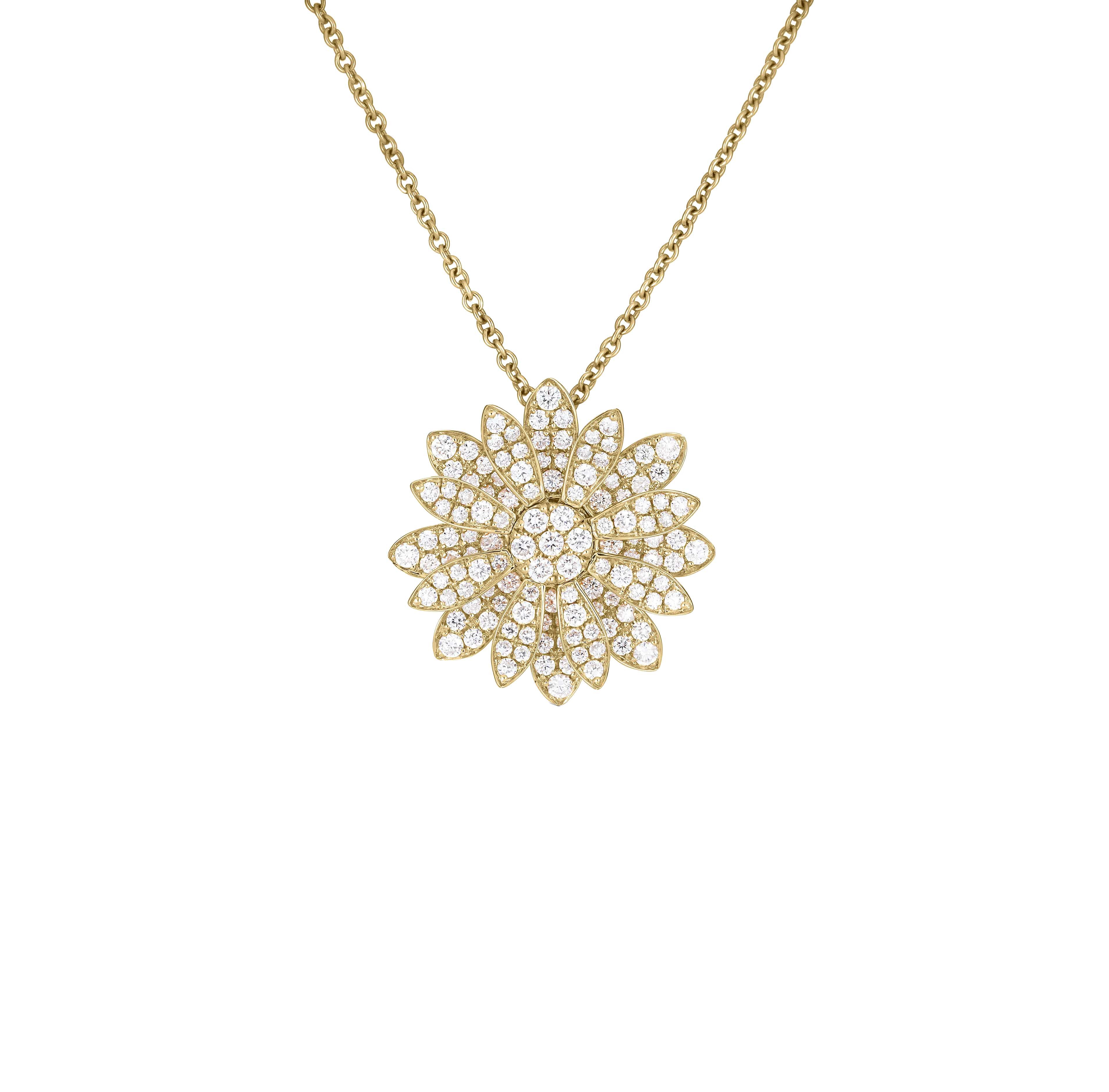 Roberto Coin Margherita Yellow Gold Diamond Flower Necklace