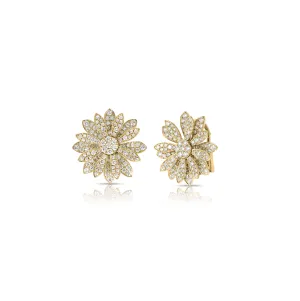 Roberto Coin Margherita Yellow Gold Flower Earrings with Diamonds