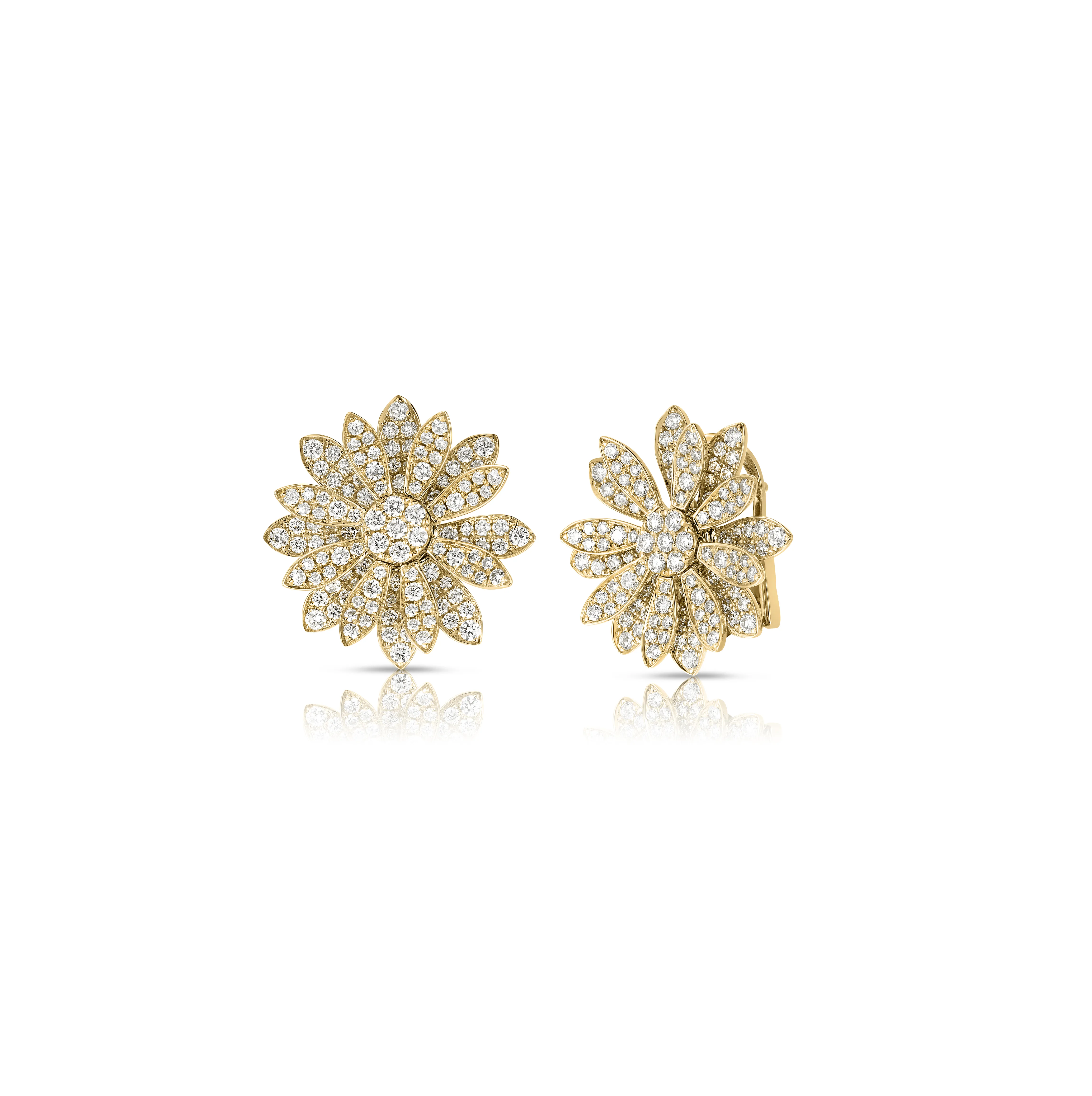 Roberto Coin Margherita Yellow Gold Flower Earrings with Diamonds
