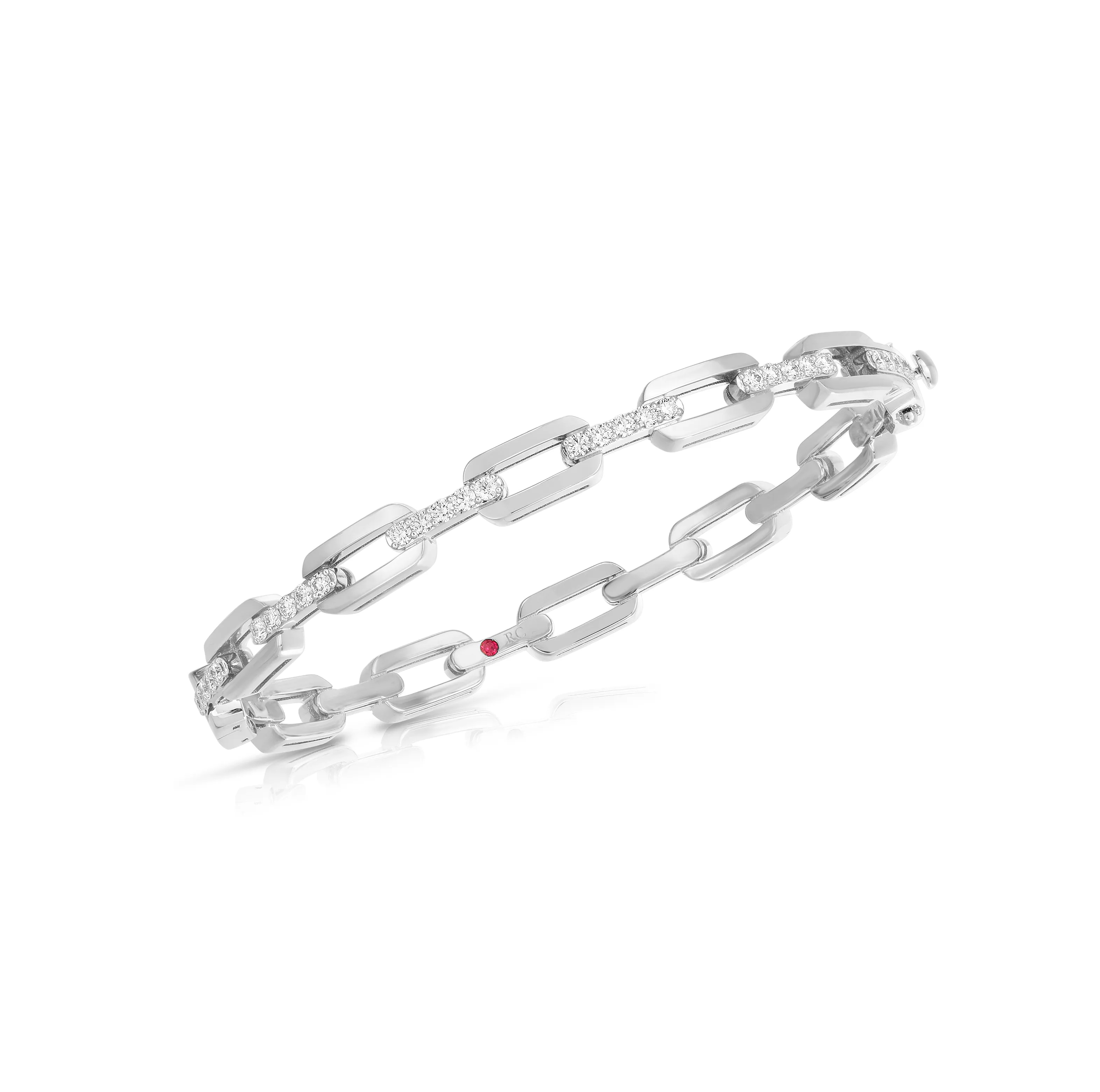 Roberto Coin Navarra White Gold Diamond Link Bangle