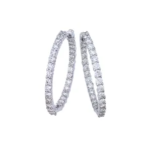 Roberto Coin Perfect Diamond Hoops Medium 18K White Gold Diamond Hoop Earrings