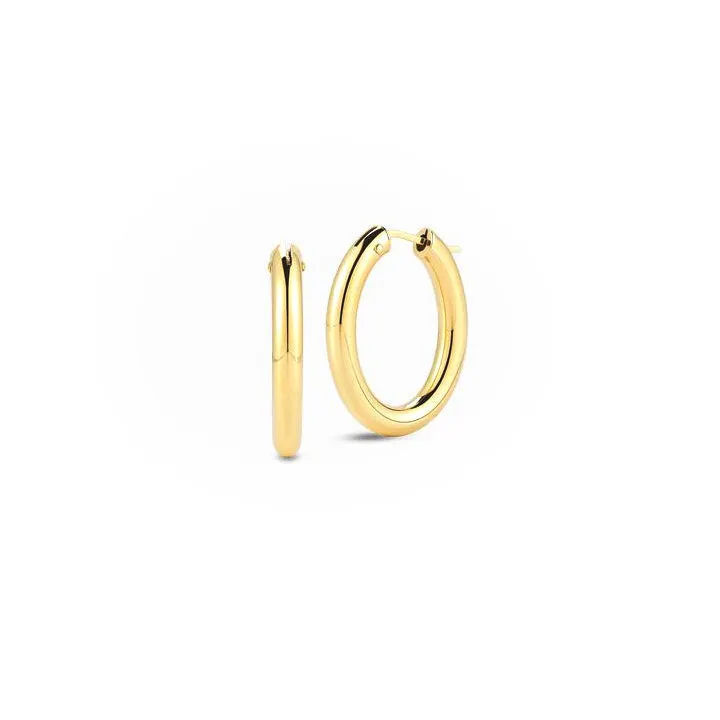 Roberto Coin Perfect Gold Hoops Oval Medium Hoop Earrings in 18K Yellow Gold