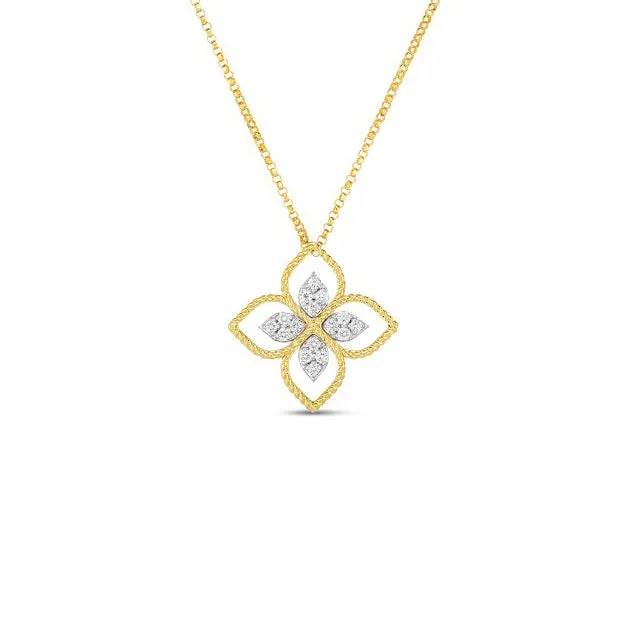 Roberto Coin Princess Flower 18K Yellow Gold Principessa Flower Necklace with Diamonds