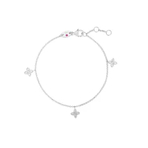 Roberto Coin Princess Flower White Gold 3 Station Dangle Bracelet
