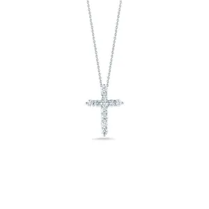 Roberto Coin Tiny Treasures 18K White Gold Diamond Cross Pendant Necklace