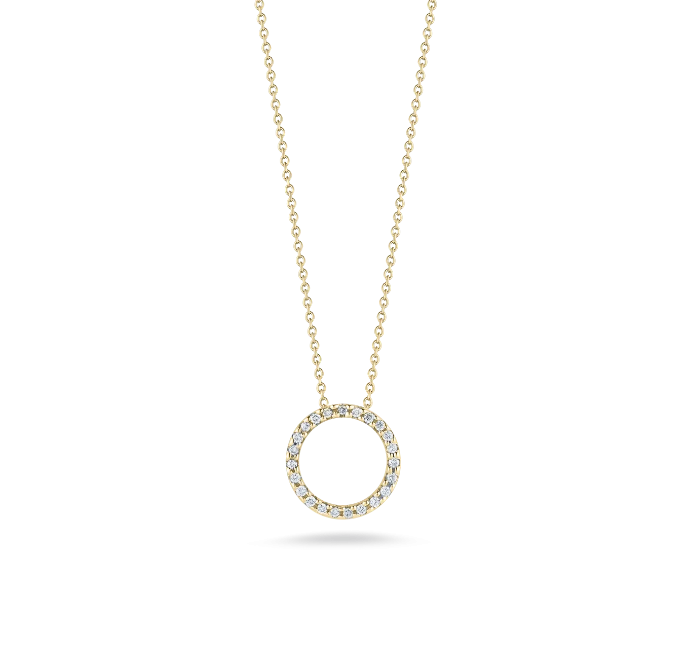 Roberto Coin Tiny Treasures Yellow Gold Extra Small Diamond Circle Necklace