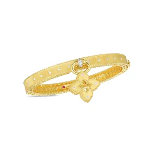 Roberto Coin Venetian Princess Diamond Bangle with Charm in 18K Yellow Gold