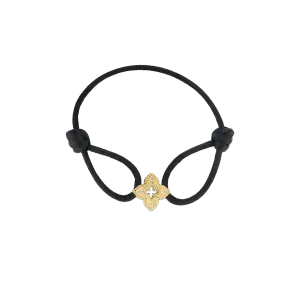 Roberto Coin Venetian Princess Diamond Flower Black Silk Cord Bracelet