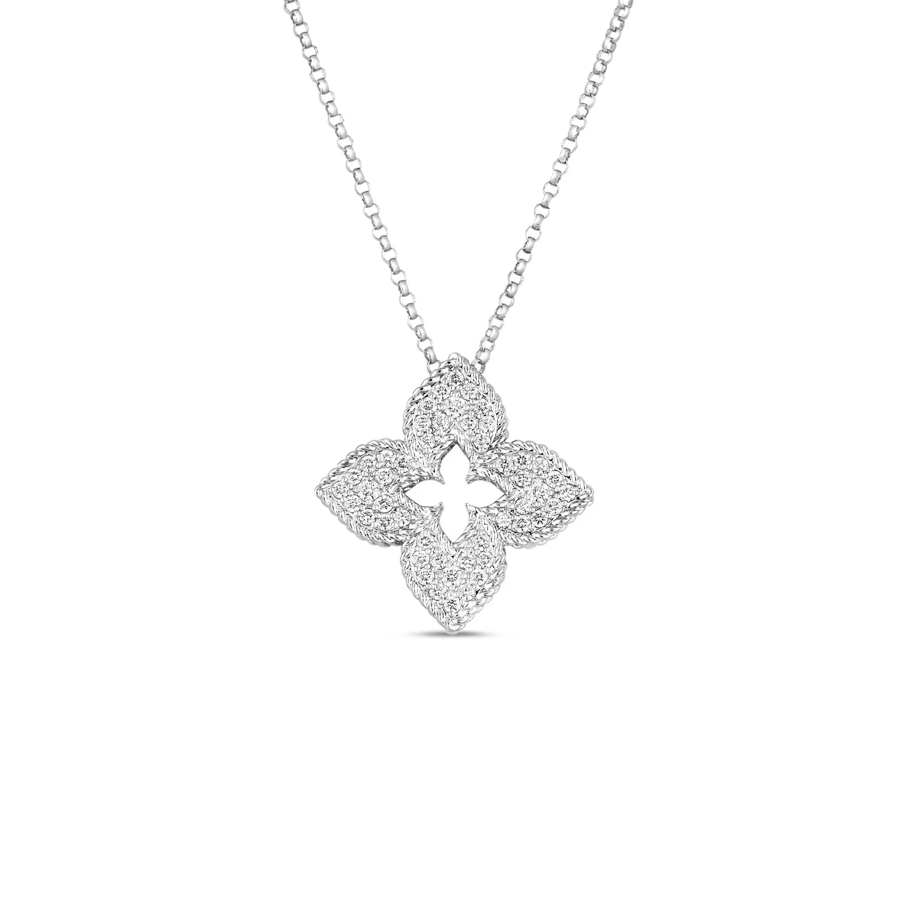 Roberto Coin Venetian Princess Medium Diamond Flower Necklace