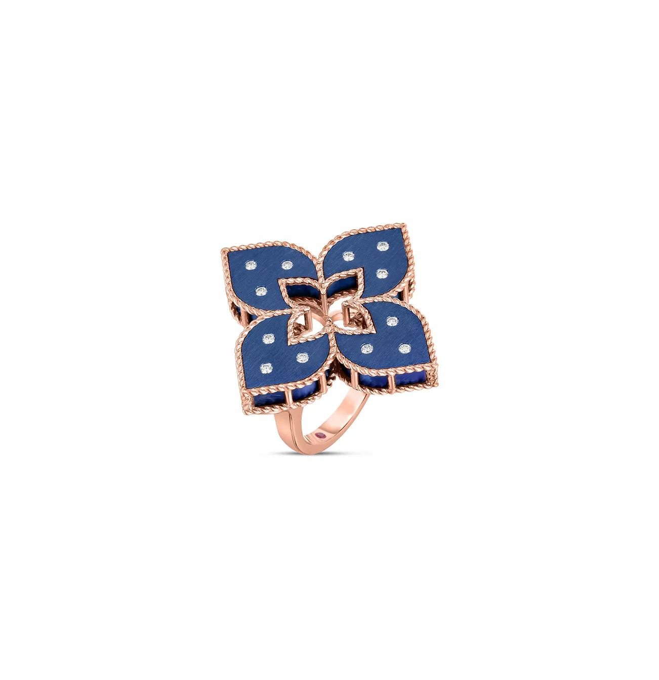 Roberto Coin Venetian Princess Rose Gold Blue Titanium and Diamond Large Ring
