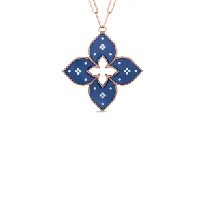 Roberto Coin Venetian Princess Rose Gold Blue Titanium Large Pendant