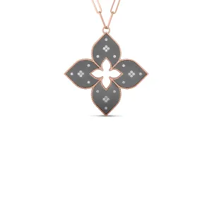 Roberto Coin Venetian Princess Rose Gold Grey Titanium Large Pendant