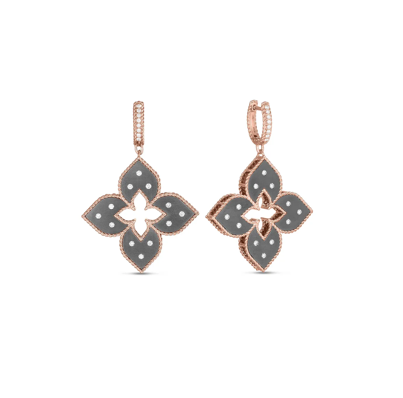 Roberto Coin Venetian Princess Rose Gold Titanium Diamond Earrings