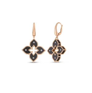 Roberto Coin Venetian Princess Small Gray Titanium and Diamond Flower Dangle Earrings