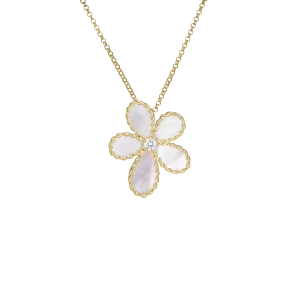 Roberto Coin Yellow Gold Flower Mother-of-Pearl and Diamond Pendant